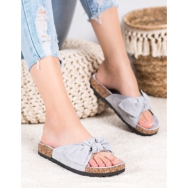 SHELOVET Suede slippers on the platform grey 2