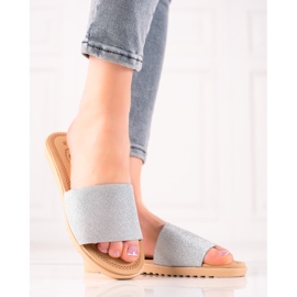 TRENDI Glitter slippers silver 1