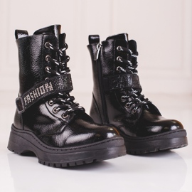 W. Potocki Potocki girls' boots with crystals black 1