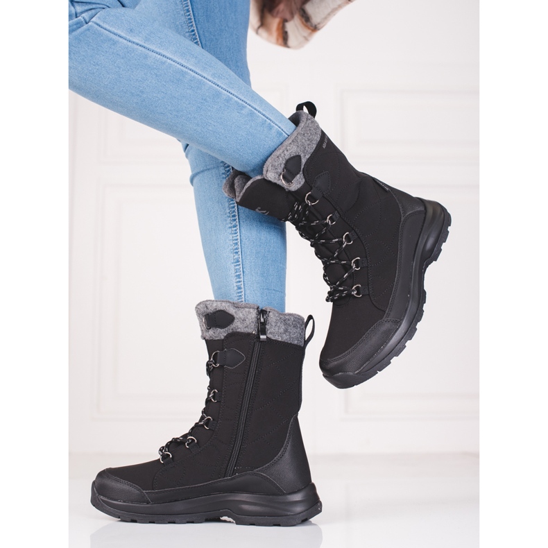 Women's lace-up trekking shoes DK waterproof black 1