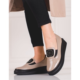 Leather women's Shelovet shoes beige 1