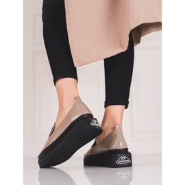 Leather women's Shelovet shoes beige 2