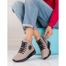 Women's sneakers on the Shelovet platform made of natural leather beige 1