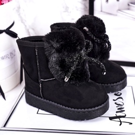 Children's Black Snow Boots with Fur Suede Amelia 1