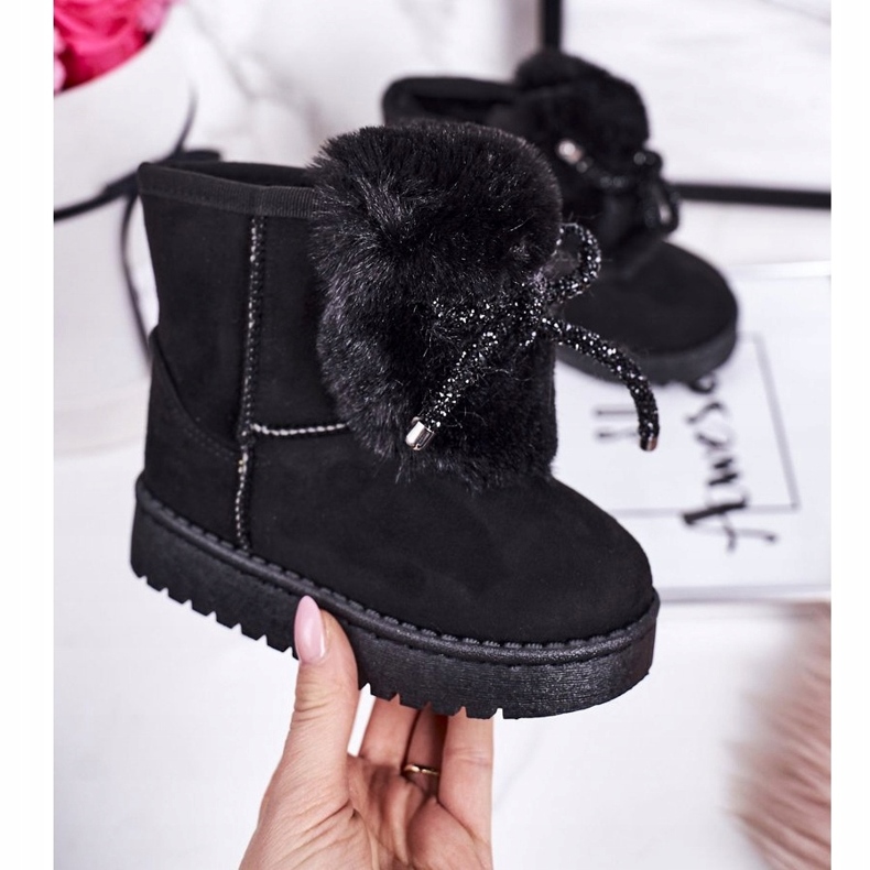 Children's Black Snow Boots with Fur Suede Amelia 2