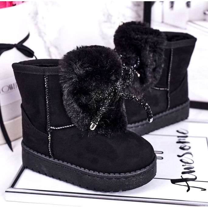Children's Black Snow Boots with Fur Suede Amelia 3