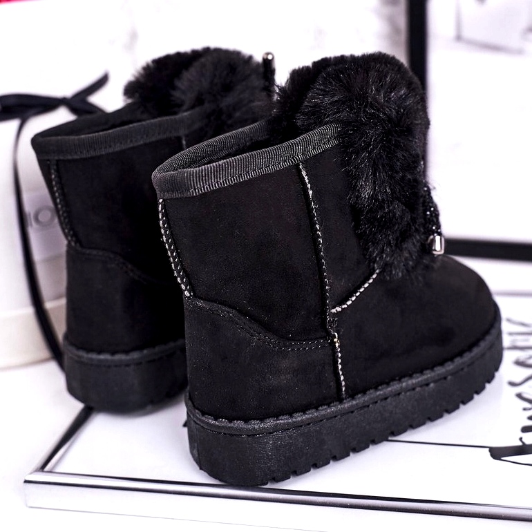 Children's Black Snow Boots with Fur Suede Amelia 4