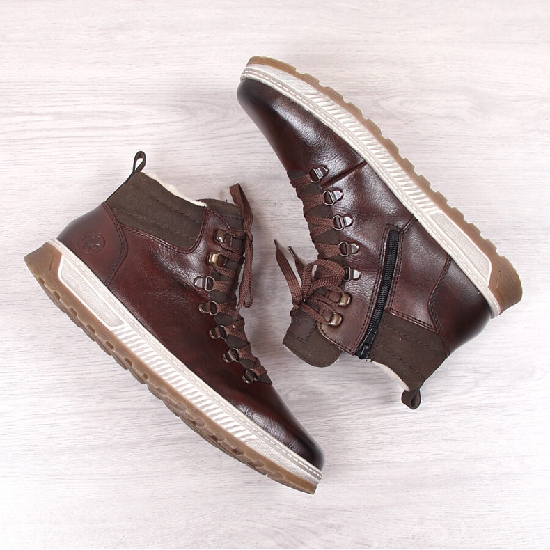 Leather high boots for men winter brown Rieker 37002-25 2