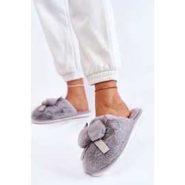 BM Women's Gray Castello Fur Slippers With Pompoms grey 2