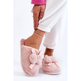 BM Women's Fur Slippers With Pompoms Pink Castello 1 BM Women's Fur Slippers With Pompoms Pink Castello 1
