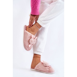 BM Women's Fur Slippers With Pompoms Pink Castello 2