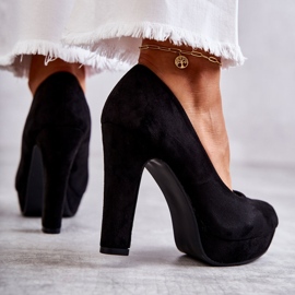 WS1 Classic Suede Pumps On Heels Black Soro 3