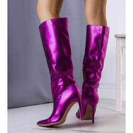 BM Pink metallic boots with a Dinami stiletto heel 1