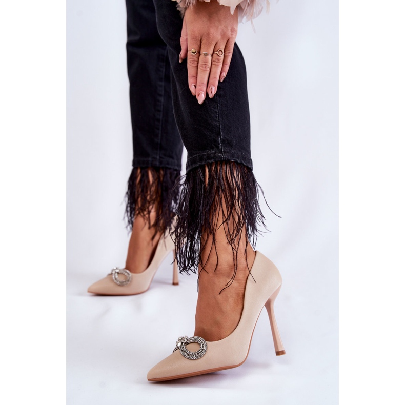 PS1 Elegant Alyssa Beige Stilettos With A Bow 2