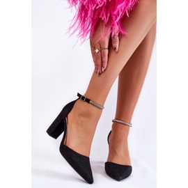 PS1 Shiny Pumps On High Heels With Rhinestones Black Castor 1