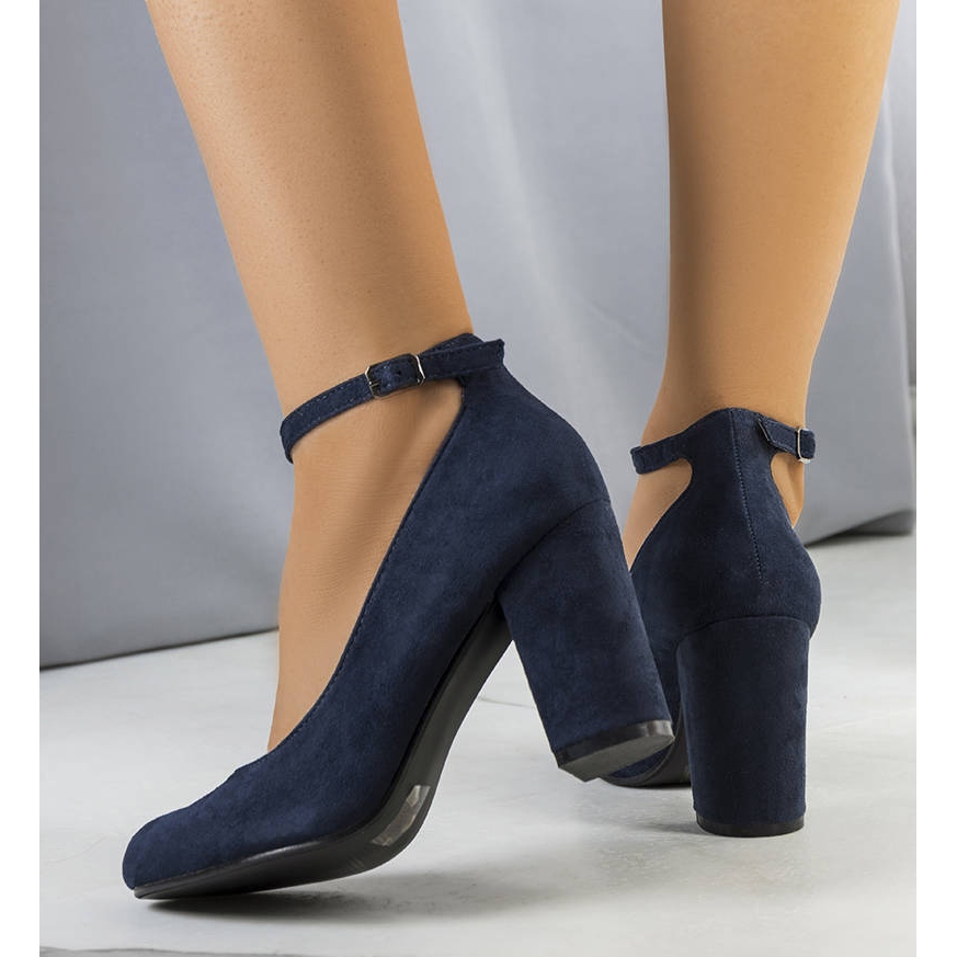Navy blue pumps with a Norrie strap Fashionable Shoes