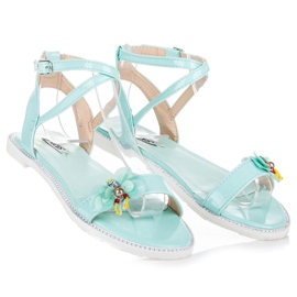 Vices Lacquered sandals with a butterfly green 2