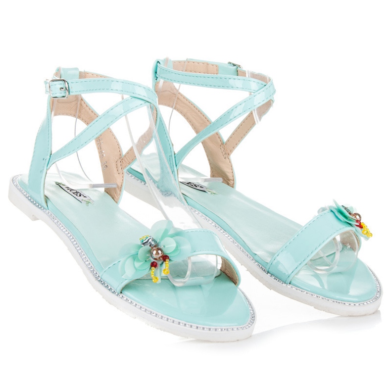 Vices Lacquered sandals with a butterfly green 2