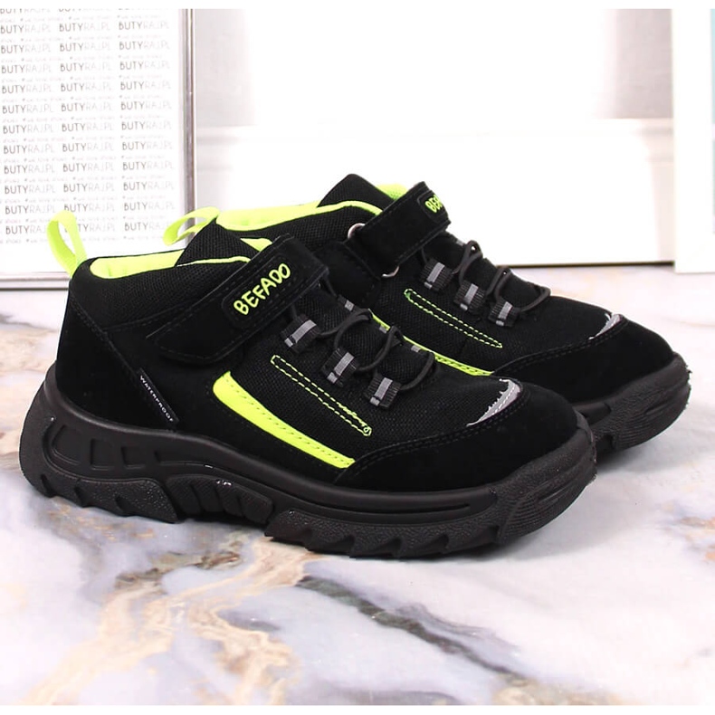 Children's waterproof high trekking shoes black Befado 515X004 2