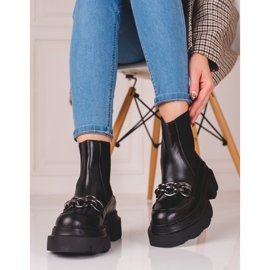 Women's leather Chelsea boots on the Shelovet platform black 1