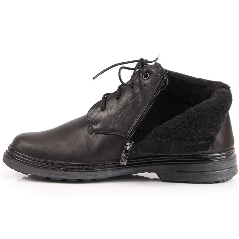 Men's leather ankle boots with zipper black Helios 1