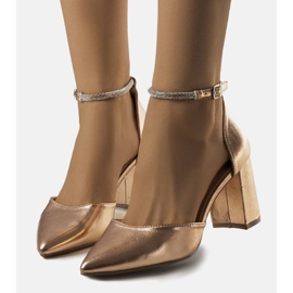 BM Leighton champagne pumps with cubic zirconia golden 1