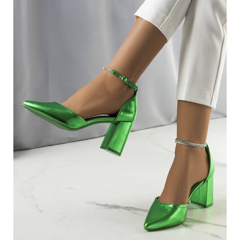 Green pumps with Leighton cubic zirconia 1