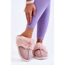 Women's Warm Slippers With Fur Beige-Pink Franco brown 2