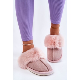 Women's Warm Slippers With Fur Beige-Pink Franco brown 1