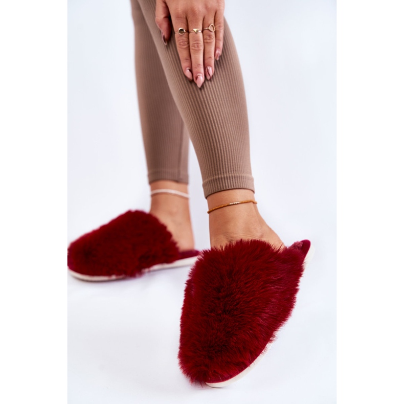 BM Women's Maroon Sheryl fur slippers red 2