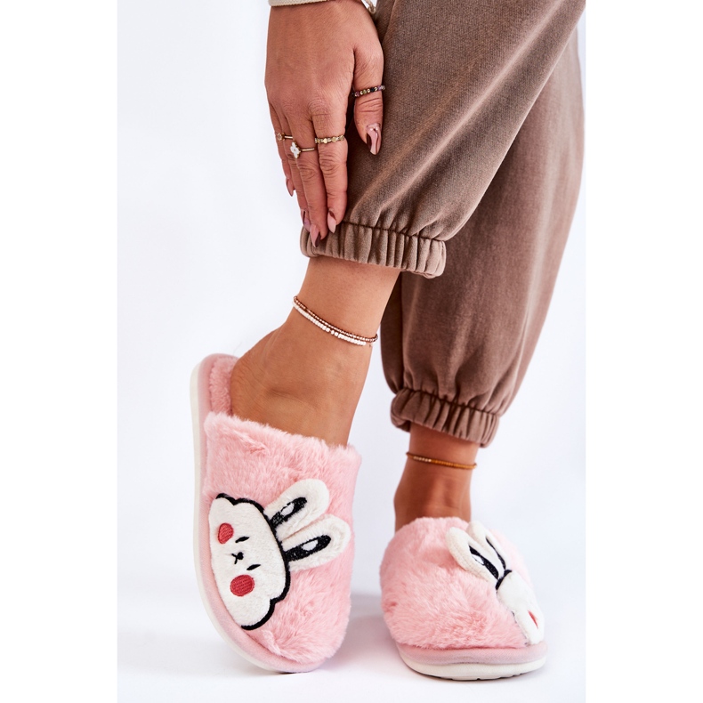BM Women's Fur Slippers With Rabbit Light pink Trisha 1