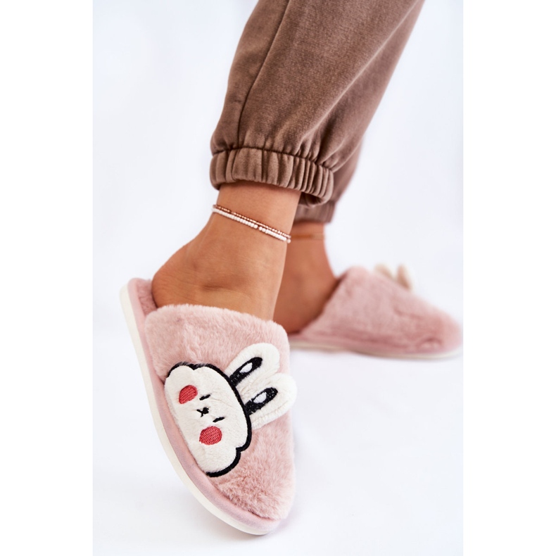 BM Women's Fur Slippers With Rabbit Pink Trisha 2