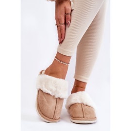 BM Women's Smooth Slippers With Fur Beige Morisea brown 1
