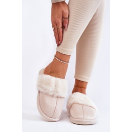 BM Women's Smooth Slippers With Fur Light Beige Morisea 2