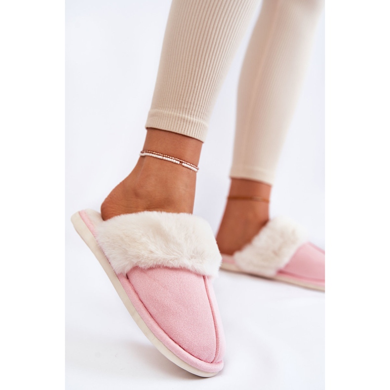 BM Women's Smooth Slippers With Fur Pink Morisea 1