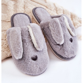 Women's Gray Fur Slip-on Slippers Remmi grey 1