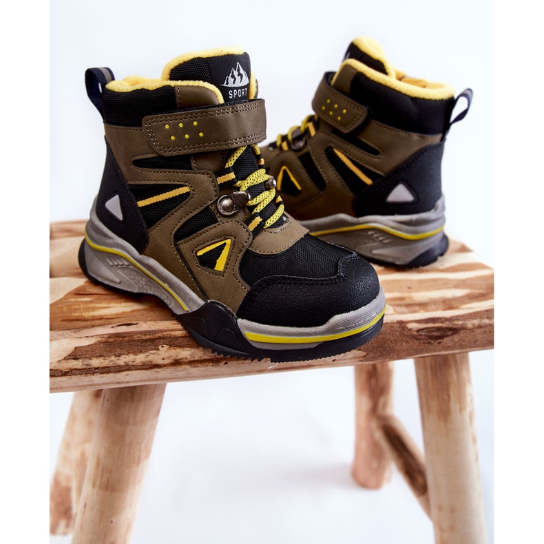 PE1 Children's Booties Trappers Warmed With Wool Khaki Marco black green yellow 2