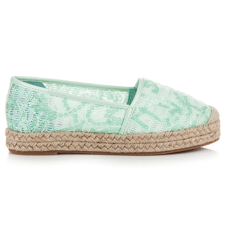 Vices Lace espadrilles with sequins green 2