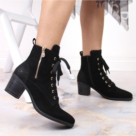 Leather suede boots on the post insulated Rieker W RKR564 black 2