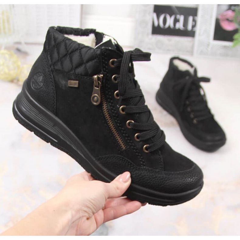Rieker W RKR567 waterproof leather insulated boots black 1