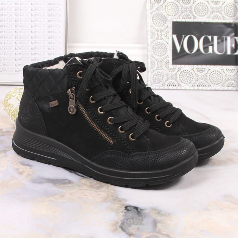 Rieker W RKR567 waterproof leather insulated boots black 2