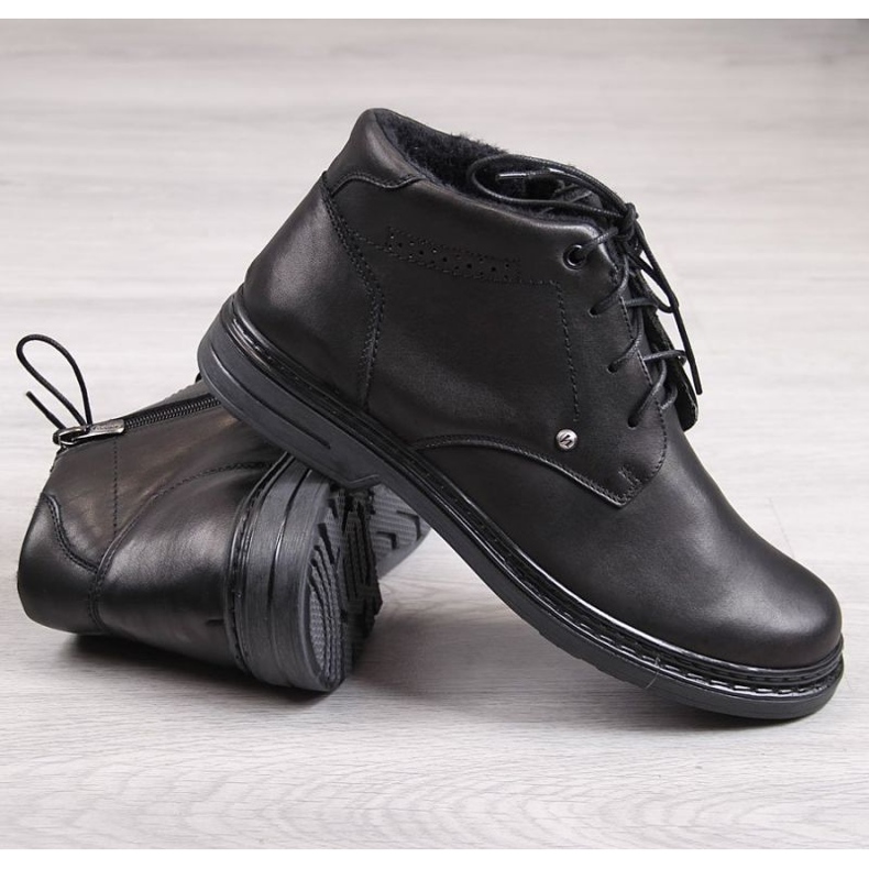 Leather ankle boots with zipper Helios M H810 black 2