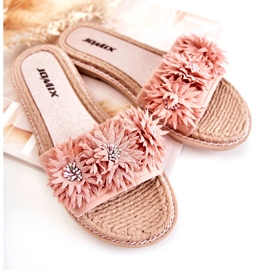 WJ1 Women's Slippers With Fabric Flowers Pink Susana 2