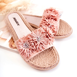 WJ1 Women's Slippers With Fabric Flowers Pink Susana 3