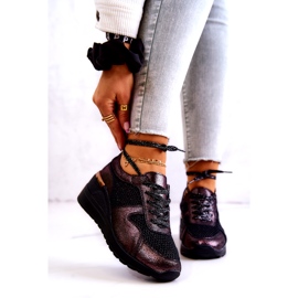 Leather Wedge Sneakers With Mesh S.Barski Black 1 Leather Wedge Sneakers With Mesh S.Barski Black 1