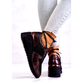 Leather Wedge Sneakers With Mesh S.Barski Black 3