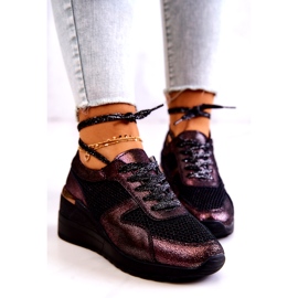 Leather Wedge Sneakers With Mesh S.Barski Black 5