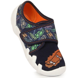 Boys' home slippers with velcro navy blue Befado 273Y345 grenade 1
