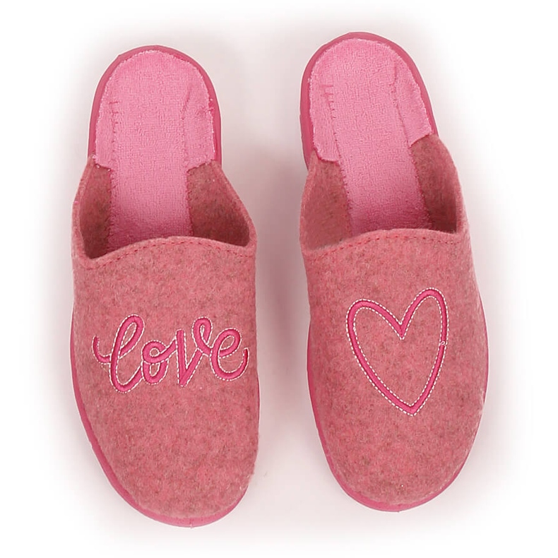 Girls' home slippers felt sliding pink Befado 707Y428 1