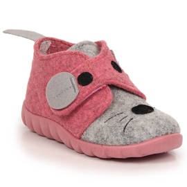 Felt home slippers for girls with Velcro Befado 526P104 2